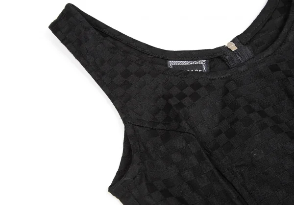 ヴェルサーチ ジーンズクチュールVERSACE JEANS COUTURE フロントジップチェッカーフラッグノースリーブミニワンピース 黒38 K-122485_004