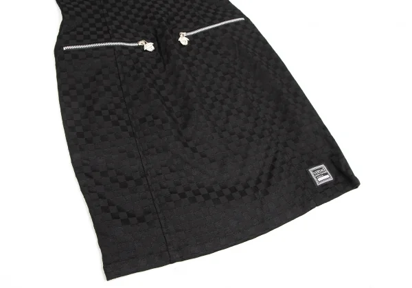 ヴェルサーチ ジーンズクチュールVERSACE JEANS COUTURE フロントジップチェッカーフラッグノースリーブミニワンピース 黒38 K-122485_006