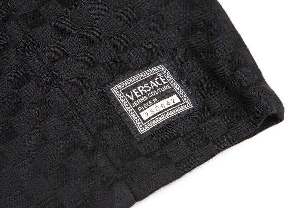 ヴェルサーチ ジーンズクチュールVERSACE JEANS COUTURE フロントジップチェッカーフラッグノースリーブミニワンピース 黒38 K-122485_007