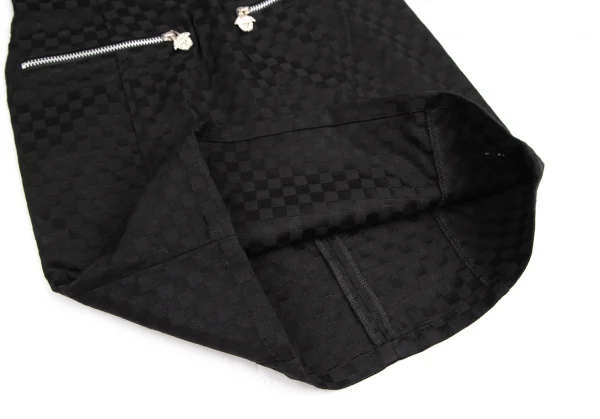 ヴェルサーチ ジーンズクチュールVERSACE JEANS COUTURE フロントジップチェッカーフラッグノースリーブミニワンピース 黒38 K-122485_008