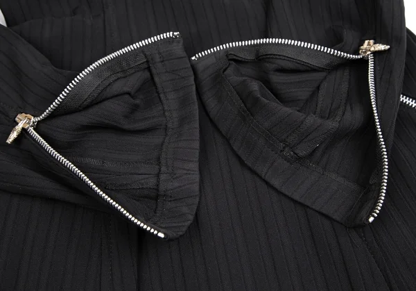 ヴェルサーチ ジーンズクチュールVERSACE JEANS COUTURE ストライプ織りハーフジップワンピース 黒38 K-122488_010