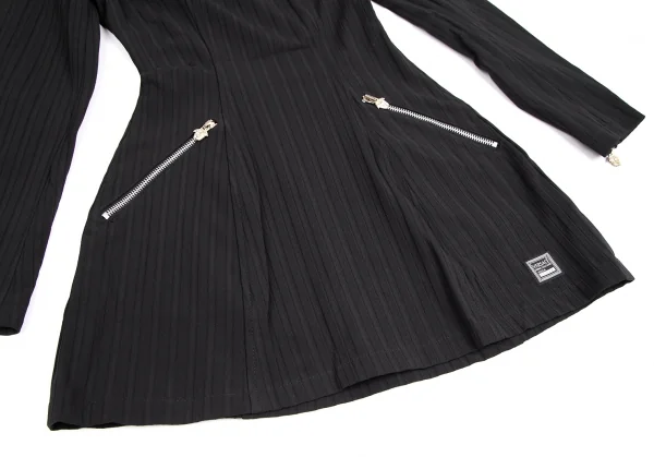 ヴェルサーチ ジーンズクチュールVERSACE JEANS COUTURE ストライプ織りハーフジップワンピース 黒38 K-122488_011