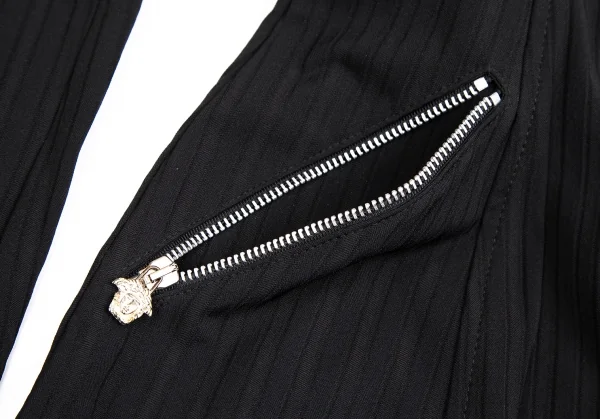 ヴェルサーチ ジーンズクチュールVERSACE JEANS COUTURE ストライプ織りハーフジップワンピース 黒38 K-122488_012