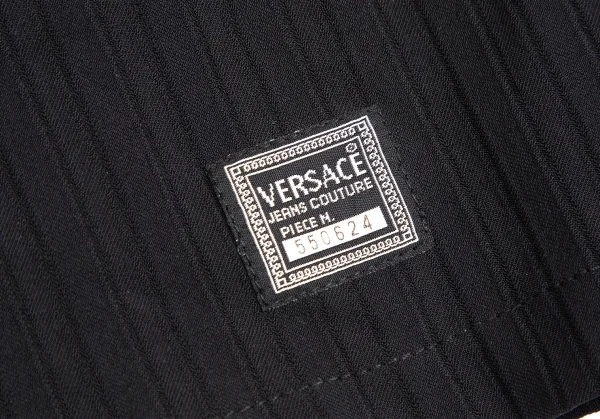 ヴェルサーチ ジーンズクチュールVERSACE JEANS COUTURE ストライプ織りハーフジップワンピース 黒38 K-122488_013