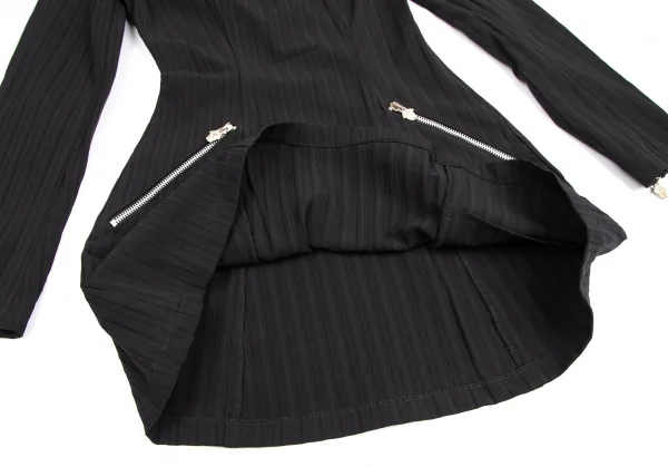ヴェルサーチ ジーンズクチュールVERSACE JEANS COUTURE ストライプ織りハーフジップワンピース 黒38 K-122488_014