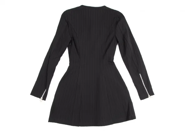 ヴェルサーチ ジーンズクチュールVERSACE JEANS COUTURE ストライプ織りハーフジップワンピース 黒38 K-122488_015