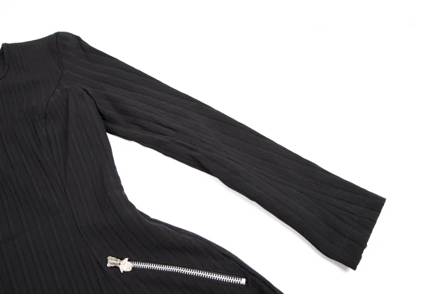 ヴェルサーチ ジーンズクチュールVERSACE JEANS COUTURE ストライプ織りハーフジップワンピース 黒38 K-122488_007