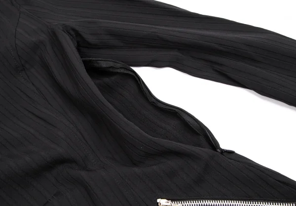 ヴェルサーチ ジーンズクチュールVERSACE JEANS COUTURE ストライプ織りハーフジップワンピース 黒38 K-122488_008