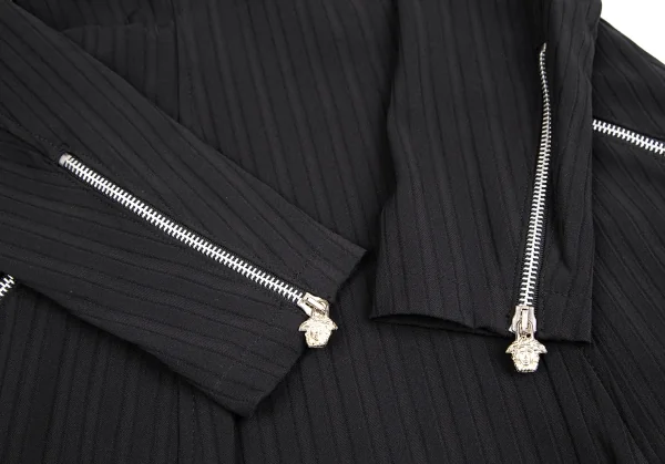 ヴェルサーチ ジーンズクチュールVERSACE JEANS COUTURE ストライプ織りハーフジップワンピース 黒38 K-122488_009