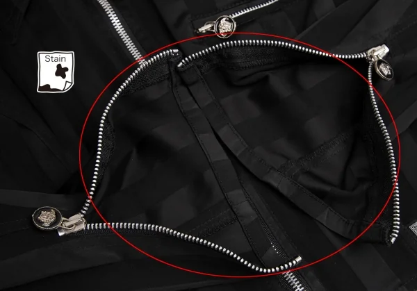 ヴェルサーチ ジーンズクチュールVERSACE JEAN COUTURE メデューサチャームジップデザインストライプブルゾン 黒S K-122490_010