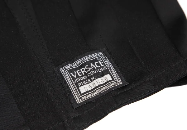 ヴェルサーチ ジーンズクチュールVERSACE JEAN COUTURE メデューサチャームジップデザインストライプブルゾン 黒S K-122490_012