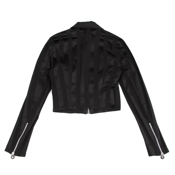 ヴェルサーチ ジーンズクチュールVERSACE JEAN COUTURE メデューサチャームジップデザインストライプブルゾン 黒S K-122490_014