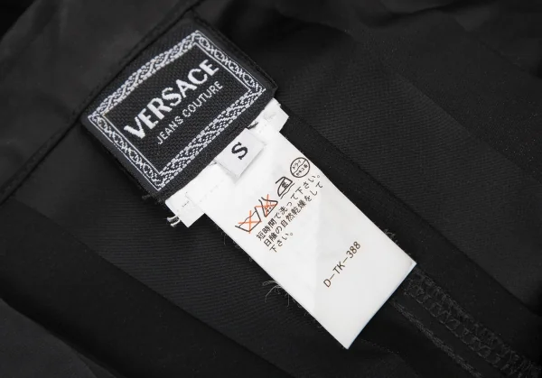 ヴェルサーチ ジーンズクチュールVERSACE JEAN COUTURE メデューサチャームジップデザインストライプブルゾン 黒S K-122490_016