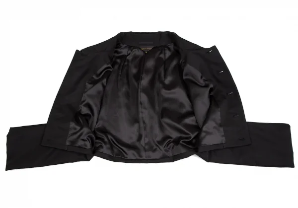 コムデギャルソン 丸襟 ジャケット ショート丈 ポリエステル　XS 変形　黒 コムデギャルソンCOMME des GARCONS変形シルクウール丸襟