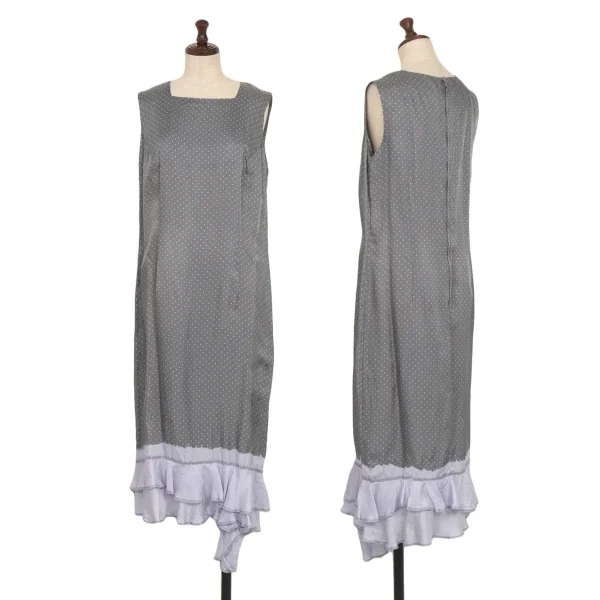 コムコム コムデギャルソンCOMME des GARCONS絞り染めドットプリントキュプラノースリーブワンピース グレーM K-122503_001