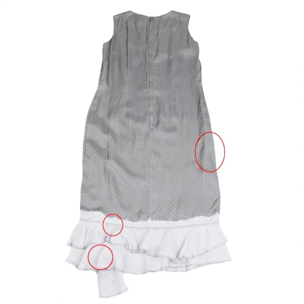コムコム コムデギャルソンCOMME des GARCONS絞り染めドットプリントキュプラノースリーブワンピース グレーM K-122503_013