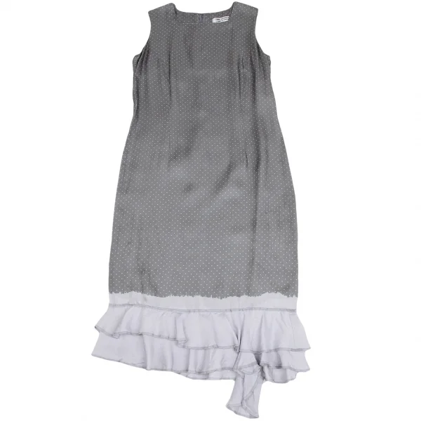コムコム コムデギャルソンCOMME des GARCONS絞り染めドットプリントキュプラノースリーブワンピース グレーM K-122503_002