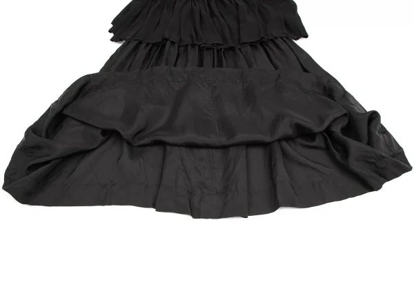 トリココムデギャルソンtricot COMME des GARCONS染めボタン装飾レイヤードシワプリーツキュプラワンピース 黒M K-122508_010