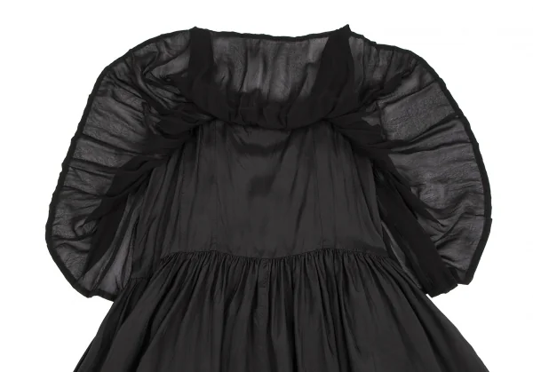 トリココムデギャルソンtricot COMME des GARCONS染めボタン装飾レイヤードシワプリーツキュプラワンピース 黒M K-122508_013