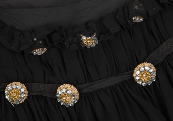 トリココムデギャルソンtricot COMME des GARCONS染めボタン装飾レイヤードシワプリーツキュプラワンピース 黒M K-122508_006