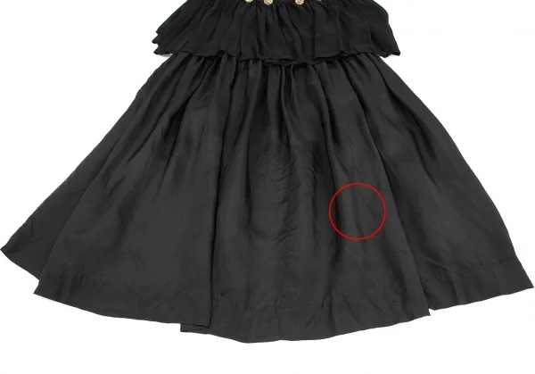 トリココムデギャルソンtricot COMME des GARCONS染めボタン装飾レイヤードシワプリーツキュプラワンピース 黒M K-122508_008