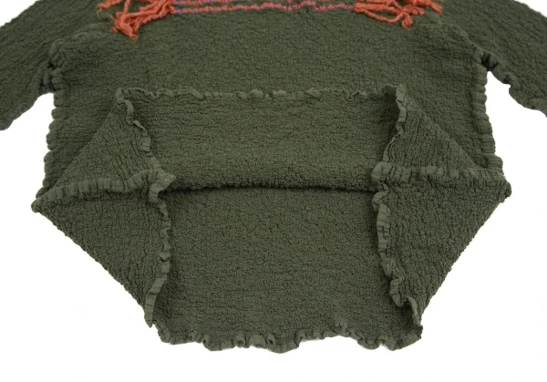 イッセイミヤケ ミーISSEY MIYAKE me フリンジステッチカリフラワータートルネックカットソー 緑F K-122518_011