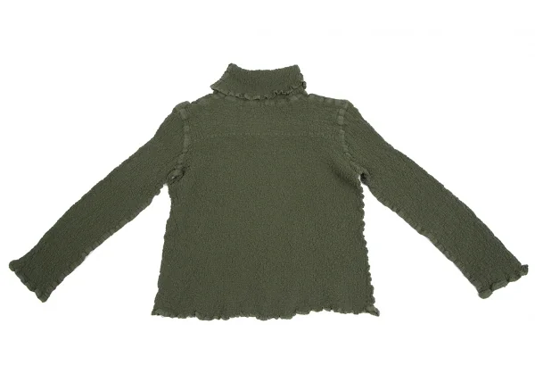 イッセイミヤケ ミーISSEY MIYAKE me フリンジステッチカリフラワータートルネックカットソー 緑F K-122518_012