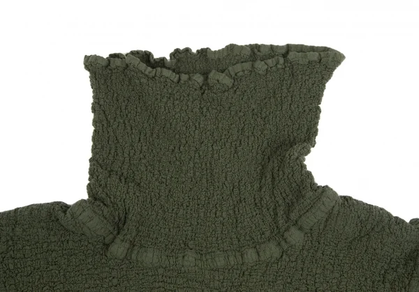 イッセイミヤケ ミーISSEY MIYAKE me フリンジステッチカリフラワータートルネックカットソー 緑F K-122518_005