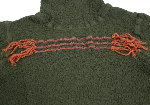 イッセイミヤケ ミーISSEY MIYAKE me フリンジステッチカリフラワータートルネックカットソー 緑F K-122518_006