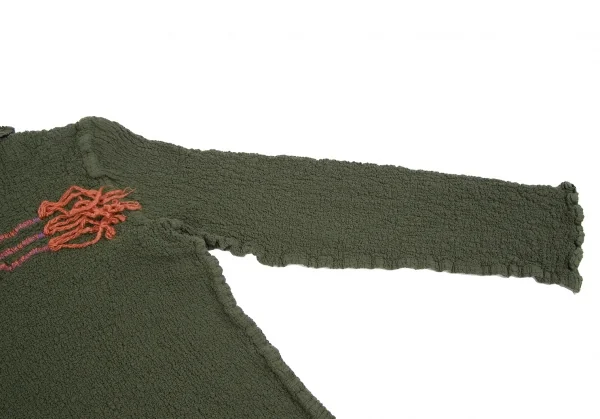 イッセイミヤケ ミーISSEY MIYAKE me フリンジステッチカリフラワータートルネックカットソー 緑F K-122518_008