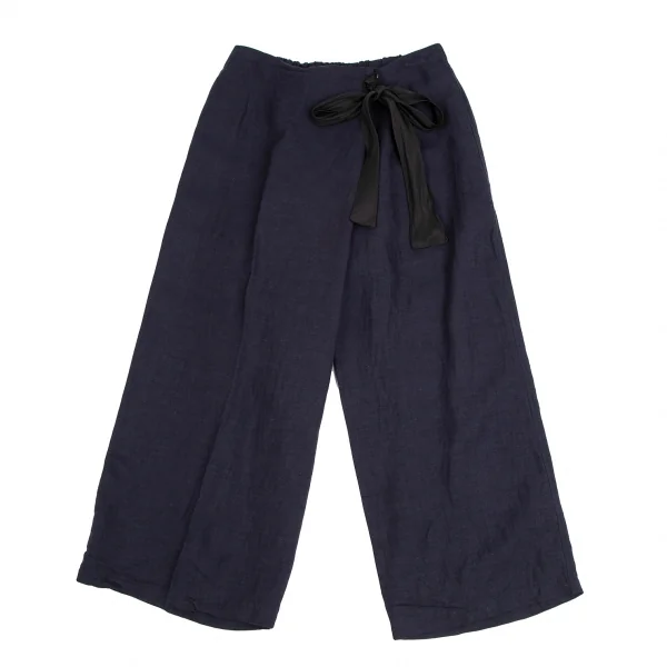 ワイズフォーリビングY's for living テンセルリネンハーフラップパンツ 紺M位 K-122551_001