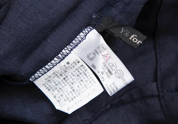 ワイズフォーリビングY's for living テンセルリネンハーフラップパンツ 紺M位 K-122551_013