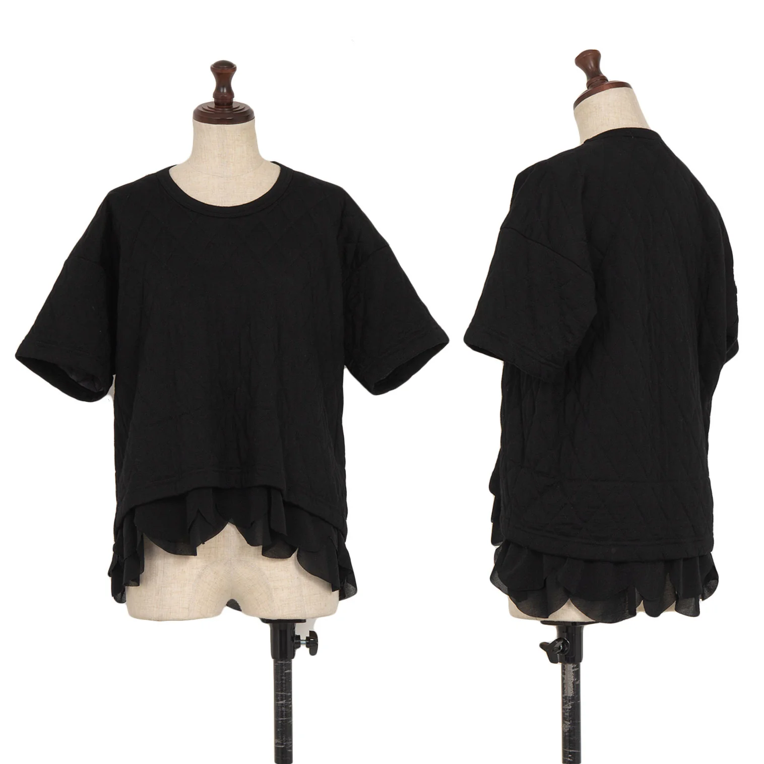 ローブドシャンブル コムデギャルソン 製品染めメッシュレイヤードTシャツ 黒M位 【レディース】 コムコム コムデギャルソンCOMME des GARCONS 裾波カット