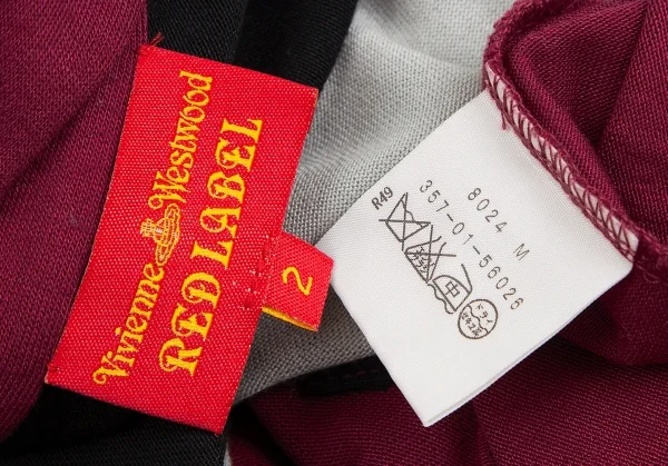 ヴィヴィアンウエストウッド レッドレーベルVivienne Westwood Red Label サイドギャザーデザインスクエアネックチュニック 紺ボルドー水色2 K-122593_013