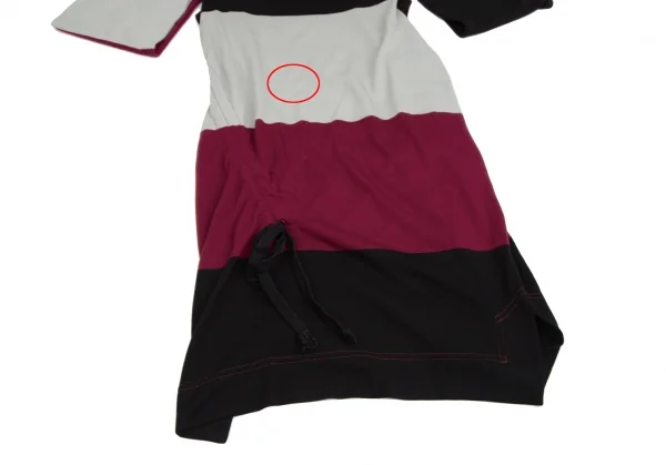 ヴィヴィアンウエストウッド レッドレーベルVivienne Westwood Red Label サイドギャザーデザインスクエアネックチュニック 紺ボルドー水色2 K-122593_007