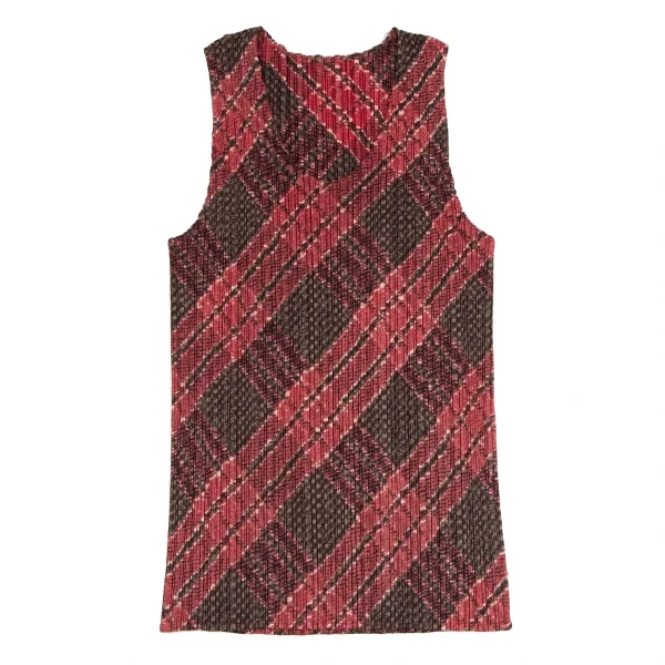 プリーツプリーズPLEATS PLEASE アーガイルチェックプリントセットアップ 赤緑3 K-122623_003