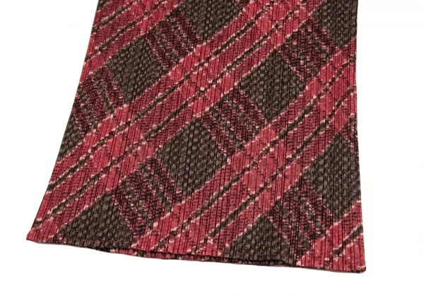 プリーツプリーズPLEATS PLEASE アーガイルチェックプリントセットアップ 赤緑3 K-122623_007