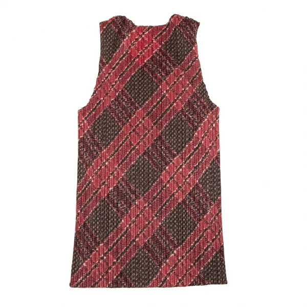 プリーツプリーズPLEATS PLEASE アーガイルチェックプリントセットアップ 赤緑3 K-122623_009