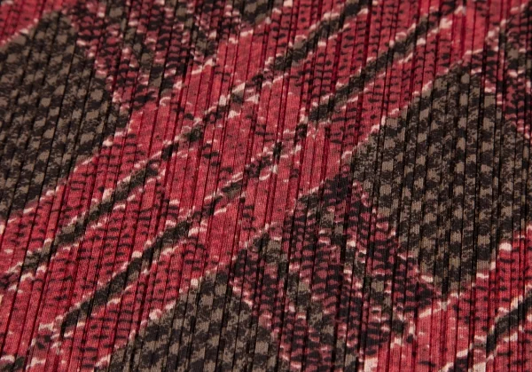 プリーツプリーズPLEATS PLEASE アーガイルチェックプリントセットアップ 赤緑3 K-122623_010