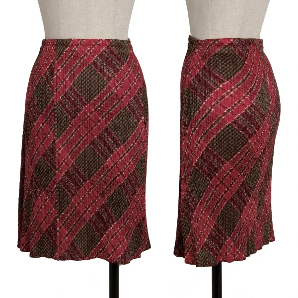 プリーツプリーズPLEATS PLEASE アーガイルチェックプリントセットアップ 赤緑3 K-122623_011