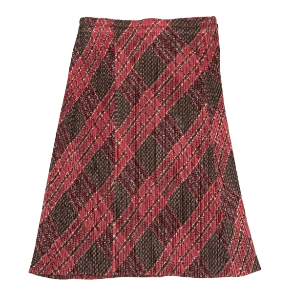 プリーツプリーズPLEATS PLEASE アーガイルチェックプリントセットアップ 赤緑3 K-122623_012