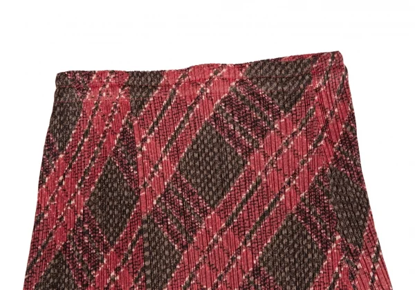 プリーツプリーズPLEATS PLEASE アーガイルチェックプリントセットアップ 赤緑3 K-122623_013