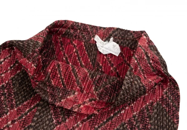 プリーツプリーズPLEATS PLEASE アーガイルチェックプリントセットアップ 赤緑3 K-122623_014