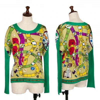 PLEATS PLEASE Board Game Print Hem Drawcord T Shirt