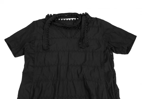 ISSEY MIYAKE HaaT Embroidered Lace V-neck Short Sleeve Dress K-122973_003