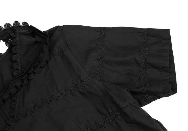 ISSEY MIYAKE HaaT Embroidered Lace V-neck Short Sleeve Dress K-122973_007