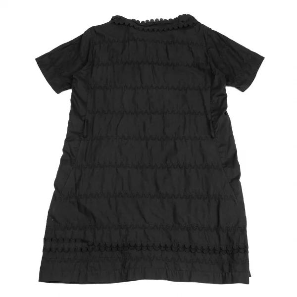 ISSEY MIYAKE HaaT Embroidered Lace V-neck Short Sleeve Dress K-122973_014
