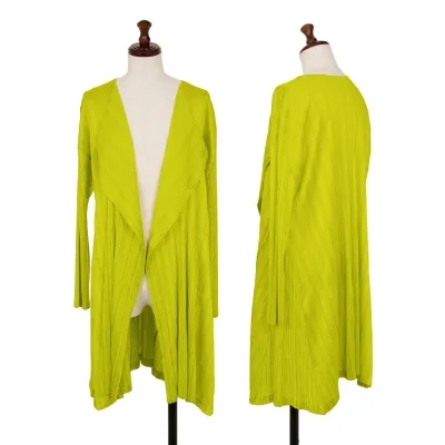 PLEATS PLEASE Shiny Pleated Buttonless Long Cardigan