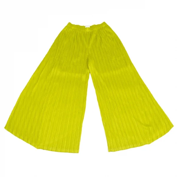 プリーツプリーズPLEATS PLEASE シャイニープリーツスーパーワイドパンツ 黄緑3 K-122989_001