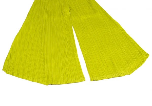 プリーツプリーズPLEATS PLEASE シャイニープリーツスーパーワイドパンツ 黄緑3 K-122989_005